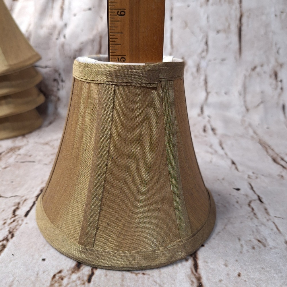 Gold Faux Silk Chandelier Lamp Shades Clip On Bell 5 Inch Small Mini
